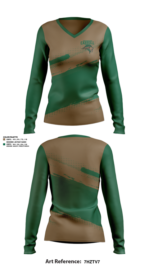 Womens Long Sleeve Vneck Shirt, Archbishop Carroll Cheer, Cheer, Teamtime, Team time, sublimation, custom sports apparel, team uniforms, spirit wear, spiritwear, sports uniforms, custom shirts, team store, custom team store, fundraiser sports, apparel fundraiser