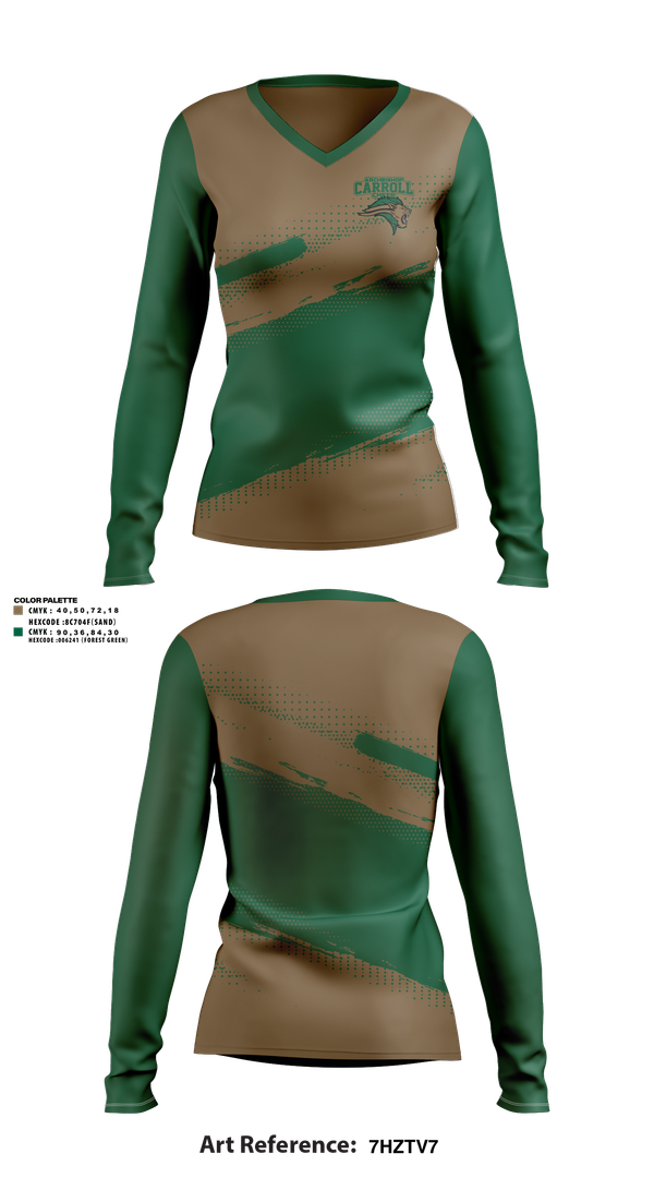 Womens Long Sleeve Vneck Shirt, Archbishop Carroll Cheer, Cheer, Teamtime, Team time, sublimation, custom sports apparel, team uniforms, spirit wear, spiritwear, sports uniforms, custom shirts, team store, custom team store, fundraiser sports, apparel fundraiser
