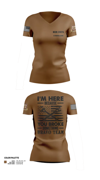 Womens Short Sleeve Vneck Shirt, 1/204th ADA, , Teamtime, Team time, sublimation, custom sports apparel, team uniforms, spirit wear, spiritwear, sports uniforms, custom shirts, team store, custom team store, fundraiser sports, apparel fundraiser