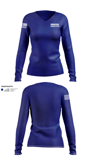 Womens Long Sleeve Vneck Shirt, Donegal Township Rifles, , Teamtime, Team time, sublimation, custom sports apparel, team uniforms, spirit wear, spiritwear, sports uniforms, custom shirts, team store, custom team store, fundraiser sports, apparel fundraiser
