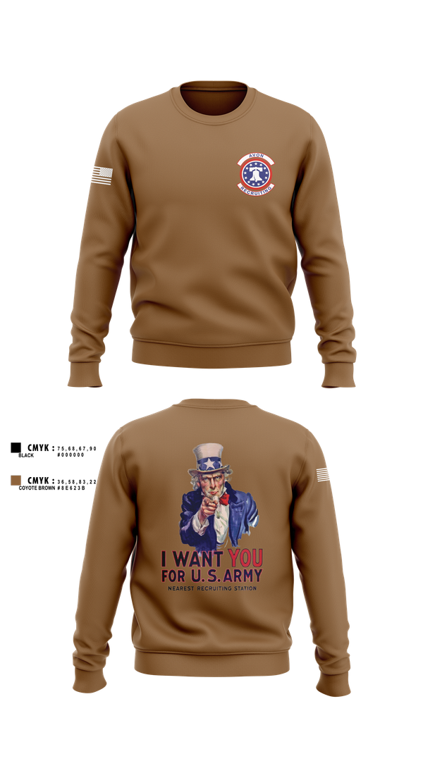 Crew Neck Sweatshirt, US Army I Want You, Army, Teamtime, Team time, sublimation, custom sports apparel, team uniforms, spirit wear, spiritwear, sports uniforms, custom shirts, team store, custom team store, fundraiser sports, apparel fundraiser