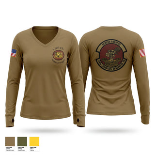 Womens Long Sleeve Vneck Shirt, 166th LRS, National Guard, Teamtime, Team time, sublimation, custom sports apparel, team uniforms, spirit wear, spiritwear, sports uniforms, custom shirts, team store, custom team store, fundraiser sports, apparel fundraiser
