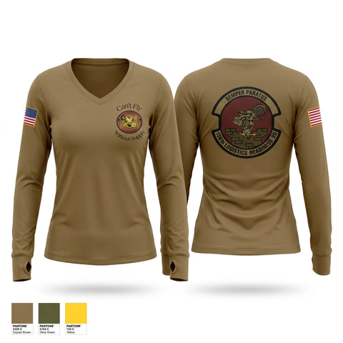 Womens Long Sleeve Vneck Shirt, 166th LRS, National Guard, Teamtime, Team time, sublimation, custom sports apparel, team uniforms, spirit wear, spiritwear, sports uniforms, custom shirts, team store, custom team store, fundraiser sports, apparel fundraiser