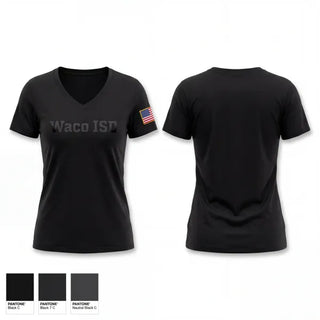 Womens Short Sleeve Vneck Shirt, Waco ISD, Police, Teamtime, Team time, sublimation, custom sports apparel, team uniforms, spirit wear, spiritwear, sports uniforms, custom shirts, team store, custom team store, fundraiser sports, apparel fundraiser
