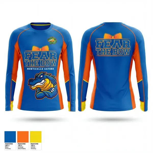Long Sleeve Performance Shirt, Monticello Gators, Cheer, Teamtime, Team time, sublimation, custom sports apparel, team uniforms, spirit wear, spiritwear, sports uniforms, custom shirts, team store, custom team store, fundraiser sports, apparel fundraiser
