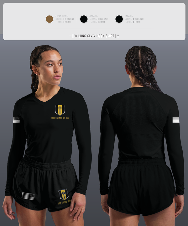 Womens Long Sleeve Vneck Shirt, HHC 368th EN BN, , Teamtime, Team time, sublimation, custom sports apparel, team uniforms, spirit wear, spiritwear, sports uniforms, custom shirts, team store, custom team store, fundraiser sports, apparel fundraiser