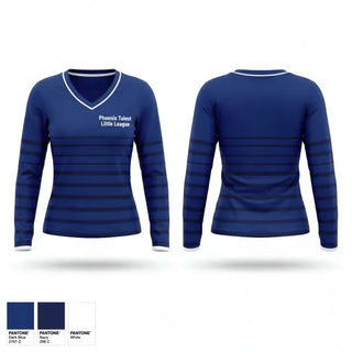 Womens Long Sleeve Vneck Shirt, Phoenix Talent Little League, Baseball, Teamtime, Team time, sublimation, custom sports apparel, team uniforms, spirit wear, spiritwear, sports uniforms, custom shirts, team store, custom team store, fundraiser sports, apparel fundraiser