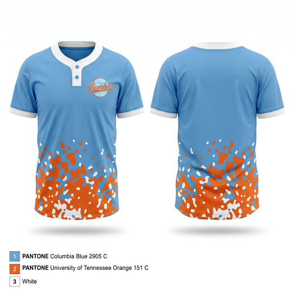 Two Button Softball Jersey, Bethesda Bombers, Softball, Teamtime, Team time, sublimation, custom sports apparel, team uniforms, spirit wear, spiritwear, sports uniforms, custom shirts, team store, custom team store, fundraiser sports, apparel fundraiser