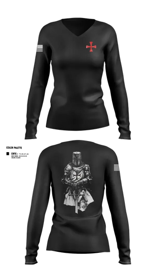 Womens Long Sleeve Vneck Shirt, Templars, Army, Teamtime, Team time, sublimation, custom sports apparel, team uniforms, spirit wear, spiritwear, sports uniforms, custom shirts, team store, custom team store, fundraiser sports, apparel fundraiser