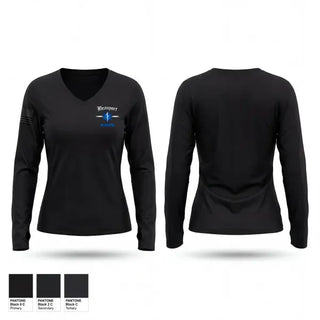 Womens Long Sleeve Vneck Shirt, Beauport Ambulance, EMS/EMT, Teamtime, Team time, sublimation, custom sports apparel, team uniforms, spirit wear, spiritwear, sports uniforms, custom shirts, team store, custom team store, fundraiser sports, apparel fundraiser