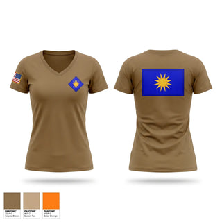 Womens Short Sleeve Vneck Shirt, HHC 40TH DSB, National Guard, Teamtime, Team time, sublimation, custom sports apparel, team uniforms, spirit wear, spiritwear, sports uniforms, custom shirts, team store, custom team store, fundraiser sports, apparel fundraiser