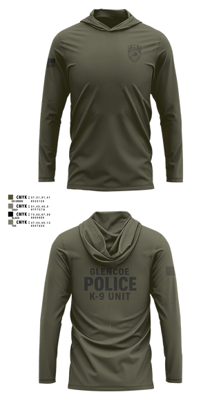 Long Sleeve Performance Shirt with hood, GLENCOE POLICE DEPARTMENT K9, Police, Teamtime, Team time, sublimation, custom sports apparel, team uniforms, spirit wear, spiritwear, sports uniforms, custom shirts, team store, custom team store, fundraiser sports, apparel fundraiser