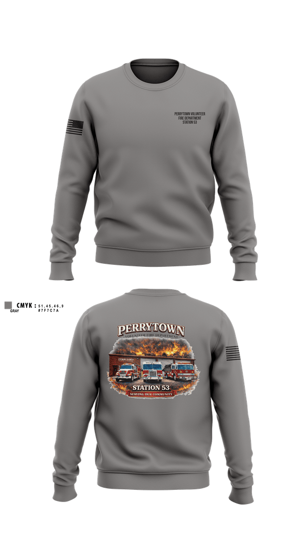 Crew Neck Sweatshirt, Perrytown Volunteer Fire Department, Fire Department, Teamtime, Team time, sublimation, custom sports apparel, team uniforms, spirit wear, spiritwear, sports uniforms, custom shirts, team store, custom team store, fundraiser sports, apparel fundraiser