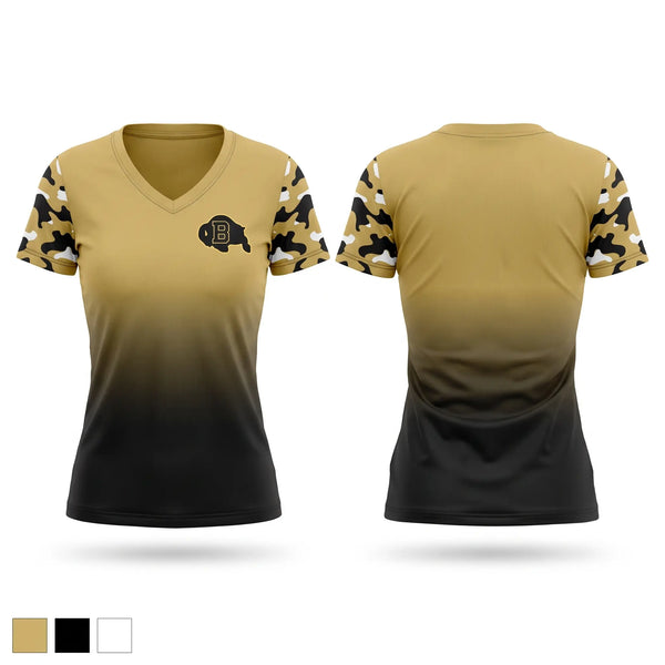 Buffalo Bison Women's Short Sleeve V-neck Shirt - 1