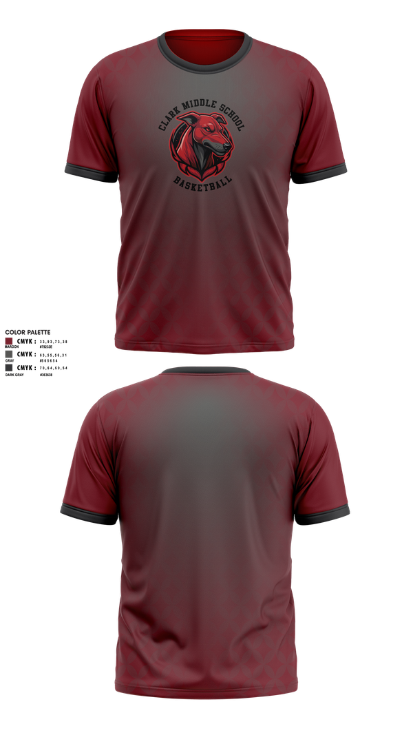 Short Sleeve Performance Shirt, Clark Middle School, Men's Basketball, Teamtime, Team time, sublimation, custom sports apparel, team uniforms, spirit wear, spiritwear, sports uniforms, custom shirts, team store, custom team store, fundraiser sports, apparel fundraiser