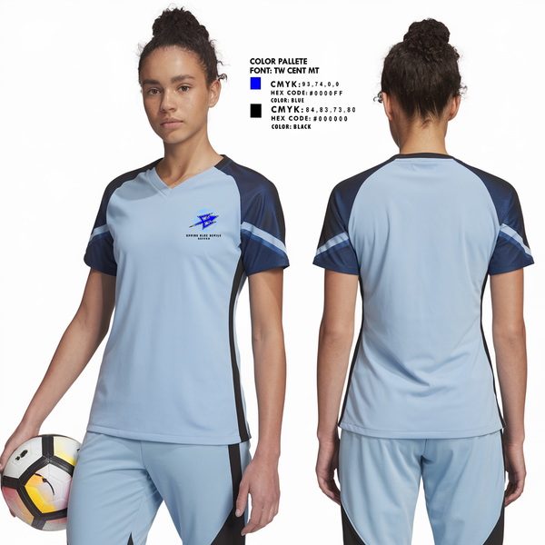 Womens Short Sleeve Vneck Shirt, Epping Blue Devils, Women's Soccer, Teamtime, Team time, sublimation, custom sports apparel, team uniforms, spirit wear, spiritwear, sports uniforms, custom shirts, team store, custom team store, fundraiser sports, apparel fundraiser