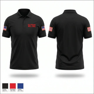 Short Sleeve Performance Polo, Blue Springs Vol. Fire, Fire Department, Teamtime, Team time, sublimation, custom sports apparel, team uniforms, spirit wear, spiritwear, sports uniforms, custom shirts, team store, custom team store, fundraiser sports, apparel fundraiser