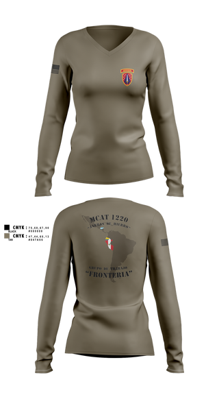 Womens Long Sleeve Vneck Shirt, , Army, Teamtime, Team time, sublimation, custom sports apparel, team uniforms, spirit wear, spiritwear, sports uniforms, custom shirts, team store, custom team store, fundraiser sports, apparel fundraiser