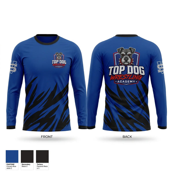 Long Sleeve Performance Shirt, Top Dog Wrestling Academy, Wrestling, Teamtime, Team time, sublimation, custom sports apparel, team uniforms, spirit wear, spiritwear, sports uniforms, custom shirts, team store, custom team store, fundraiser sports, apparel fundraiser