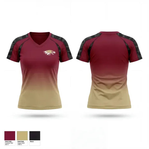 Womens Short Sleeve Vneck Shirt, Ensor, Track & Field, Teamtime, Team time, sublimation, custom sports apparel, team uniforms, spirit wear, spiritwear, sports uniforms, custom shirts, team store, custom team store, fundraiser sports, apparel fundraiser