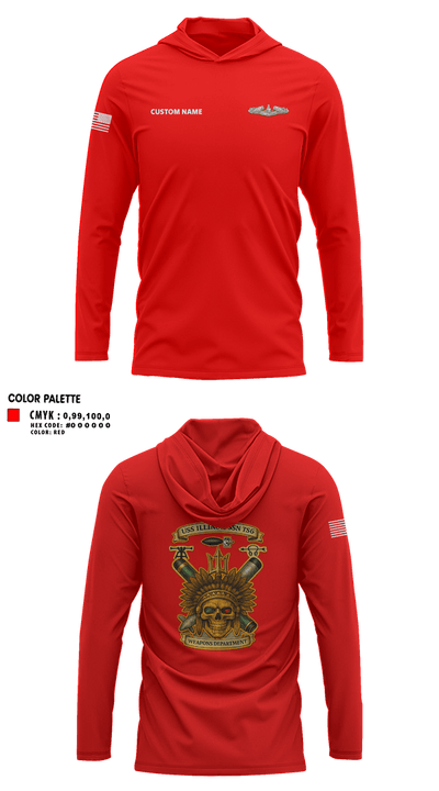 USS Illinois (SSN 786) 55868909 Long Sleeve Performance Shirt with hood - 53