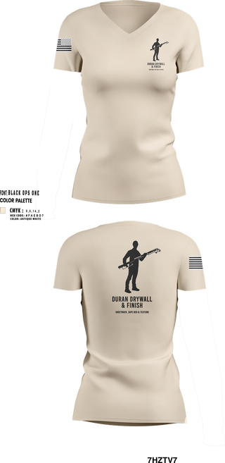 Womens Short Sleeve Vneck Shirt, Duran Drywall & Finish, , Teamtime, Team time, sublimation, custom sports apparel, team uniforms, spirit wear, spiritwear, sports uniforms, custom shirts, team store, custom team store, fundraiser sports, apparel fundraiser