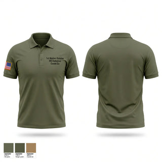 Short Sleeve Performance Polo, 1st Marine Division HQ Battalion Comm Co, Marines, Teamtime, Team time, sublimation, custom sports apparel, team uniforms, spirit wear, spiritwear, sports uniforms, custom shirts, team store, custom team store, fundraiser sports, apparel fundraiser