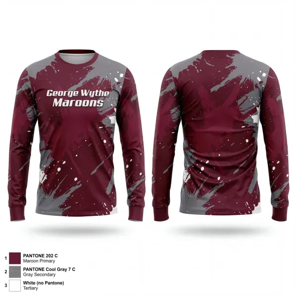 Long Sleeve Performance Shirt, George Wythe Maroons, Men's Basketball, Teamtime, Team time, sublimation, custom sports apparel, team uniforms, spirit wear, spiritwear, sports uniforms, custom shirts, team store, custom team store, fundraiser sports, apparel fundraiser