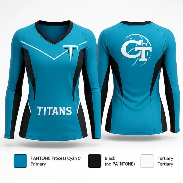 Womens Long Sleeve Vneck Shirt, Titans, Women's Basketball, Teamtime, Team time, sublimation, custom sports apparel, team uniforms, spirit wear, spiritwear, sports uniforms, custom shirts, team store, custom team store, fundraiser sports, apparel fundraiser