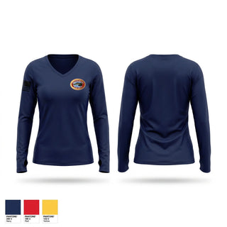 Womens Long Sleeve Vneck Shirt, Brighton Fire Rescue, Fire Department, Teamtime, Team time, sublimation, custom sports apparel, team uniforms, spirit wear, spiritwear, sports uniforms, custom shirts, team store, custom team store, fundraiser sports, apparel fundraiser