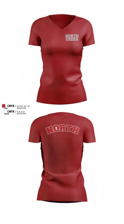North Attleborough High School Cheer 88392583 Women's Short Sleeve V-neck Shirt - 3