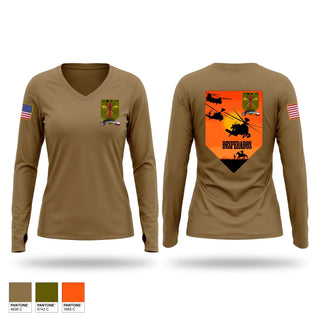 Womens Long Sleeve Vneck Shirt, 1-1 ATTACK BATTALION, Army, Teamtime, Team time, sublimation, custom sports apparel, team uniforms, spirit wear, spiritwear, sports uniforms, custom shirts, team store, custom team store, fundraiser sports, apparel fundraiser