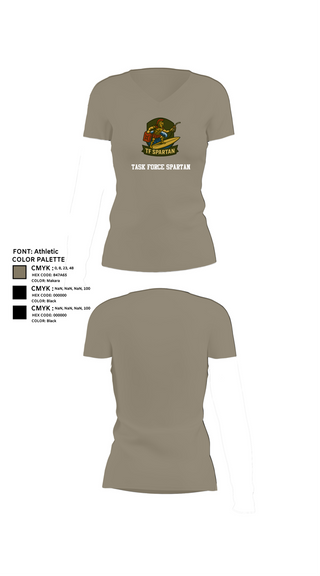 Womens Short Sleeve Vneck Shirt, Task Force Spartan, , Teamtime, Team time, sublimation, custom sports apparel, team uniforms, spirit wear, spiritwear, sports uniforms, custom shirts, team store, custom team store, fundraiser sports, apparel fundraiser