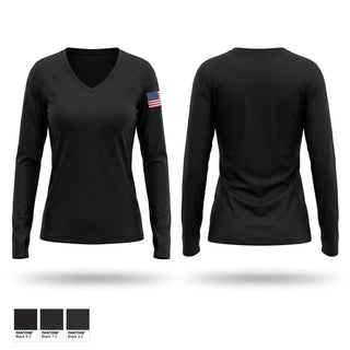Womens Long Sleeve Vneck Shirt, Pasadena Police Department Honor Guard, Police, Teamtime, Team time, sublimation, custom sports apparel, team uniforms, spirit wear, spiritwear, sports uniforms, custom shirts, team store, custom team store, fundraiser sports, apparel fundraiser