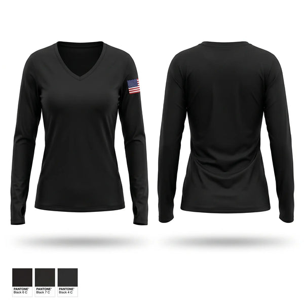 Womens Long Sleeve Vneck Shirt, Pasadena Police Department Honor Guard, Police, Teamtime, Team time, sublimation, custom sports apparel, team uniforms, spirit wear, spiritwear, sports uniforms, custom shirts, team store, custom team store, fundraiser sports, apparel fundraiser