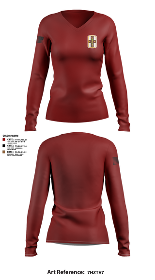 Womens Long Sleeve Vneck Shirt, 441 medical company ground ambulance, , Teamtime, Team time, sublimation, custom sports apparel, team uniforms, spirit wear, spiritwear, sports uniforms, custom shirts, team store, custom team store, fundraiser sports, apparel fundraiser