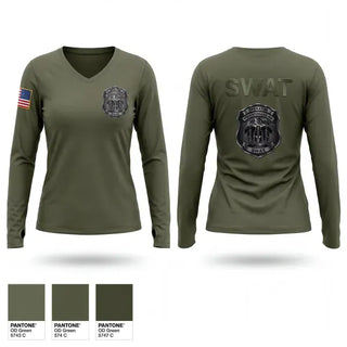 Womens Long Sleeve Vneck Shirt, TGPD SWAT, Police, Teamtime, Team time, sublimation, custom sports apparel, team uniforms, spirit wear, spiritwear, sports uniforms, custom shirts, team store, custom team store, fundraiser sports, apparel fundraiser