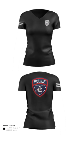 Womens Short Sleeve Vneck Shirt, Jefferson College Police Department, Police, Teamtime, Team time, sublimation, custom sports apparel, team uniforms, spirit wear, spiritwear, sports uniforms, custom shirts, team store, custom team store, fundraiser sports, apparel fundraiser