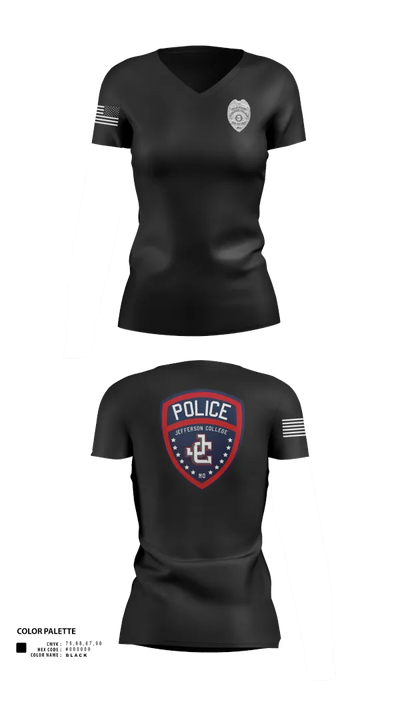 Jefferson College Police Department 39962708 Women's Short Sleeve V-neck Shirt - 21