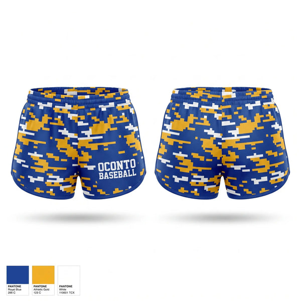 Womens Shorts, Oconto Baseball, Baseball, Teamtime, Team time, sublimation, custom sports apparel, team uniforms, spirit wear, spiritwear, sports uniforms, custom shirts, team store, custom team store, fundraiser sports, apparel fundraiser