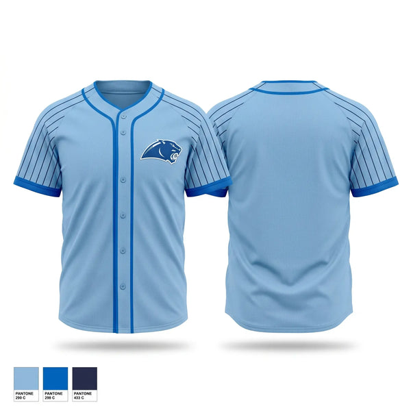 Full Button Baseball Jersey, Springboro Panthers, Baseball, Teamtime, Team time, sublimation, custom sports apparel, team uniforms, spirit wear, spiritwear, sports uniforms, custom shirts, team store, custom team store, fundraiser sports, apparel fundraiser