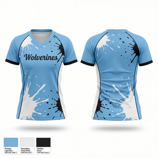 Womens Short Sleeve Vneck Shirt, Wolverines, Baseball, Teamtime, Team time, sublimation, custom sports apparel, team uniforms, spirit wear, spiritwear, sports uniforms, custom shirts, team store, custom team store, fundraiser sports, apparel fundraiser