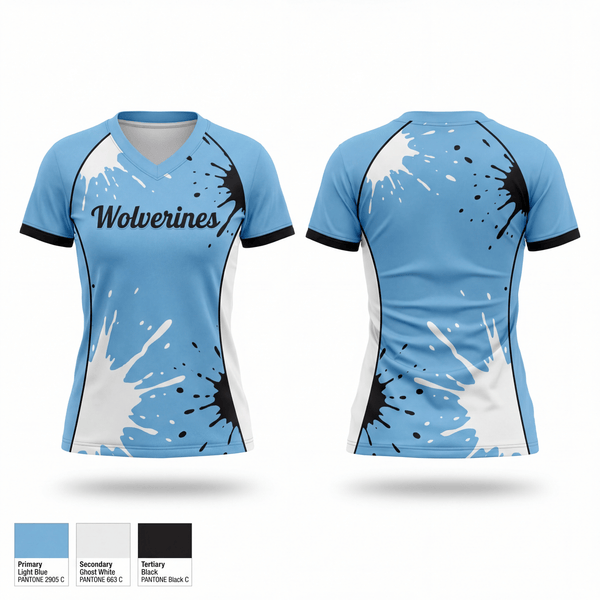 Womens Short Sleeve Vneck Shirt, Wolverines, Baseball, Teamtime, Team time, sublimation, custom sports apparel, team uniforms, spirit wear, spiritwear, sports uniforms, custom shirts, team store, custom team store, fundraiser sports, apparel fundraiser
