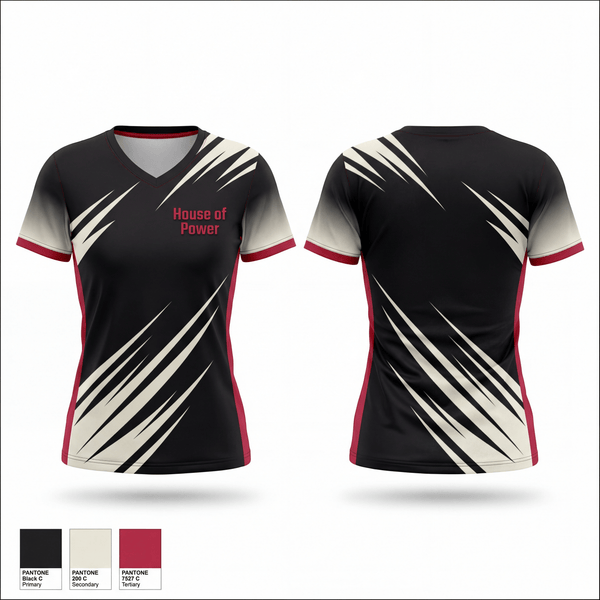 Womens Short Sleeve Vneck Shirt, House of Power, Rugby, Teamtime, Team time, sublimation, custom sports apparel, team uniforms, spirit wear, spiritwear, sports uniforms, custom shirts, team store, custom team store, fundraiser sports, apparel fundraiser