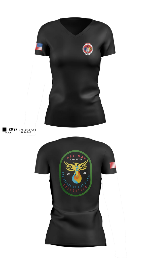 Haz Mat 2 Environmental Fire Rescue Company Women's Short Sleeve V-neck Shirt - 3