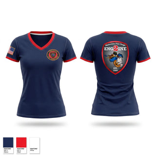 Womens Short Sleeve Vneck Shirt, Anderson City Fire, Fire Department, Teamtime, Team time, sublimation, custom sports apparel, team uniforms, spirit wear, spiritwear, sports uniforms, custom shirts, team store, custom team store, fundraiser sports, apparel fundraiser