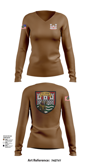 Womens Long Sleeve Vneck Shirt, 175th MRBC, , Teamtime, Team time, sublimation, custom sports apparel, team uniforms, spirit wear, spiritwear, sports uniforms, custom shirts, team store, custom team store, fundraiser sports, apparel fundraiser