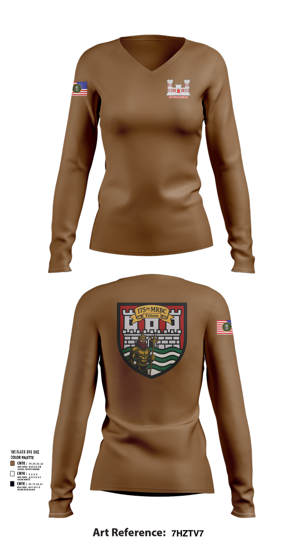 Womens Long Sleeve Vneck Shirt, 175th MRBC, , Teamtime, Team time, sublimation, custom sports apparel, team uniforms, spirit wear, spiritwear, sports uniforms, custom shirts, team store, custom team store, fundraiser sports, apparel fundraiser