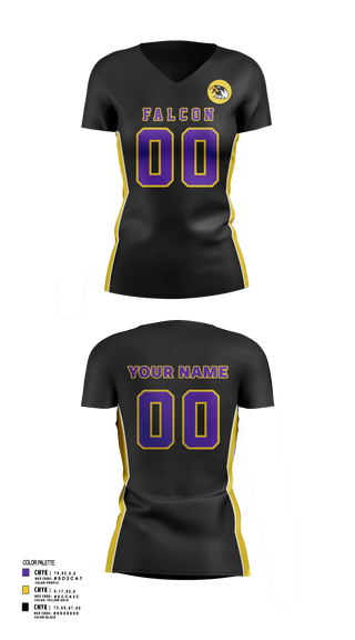Womens Short Sleeve Vneck Shirt, Falcons Volleyball, Women's Volleyball, Teamtime, Team time, sublimation, custom sports apparel, team uniforms, spirit wear, spiritwear, sports uniforms, custom shirts, team store, custom team store, fundraiser sports, apparel fundraiser