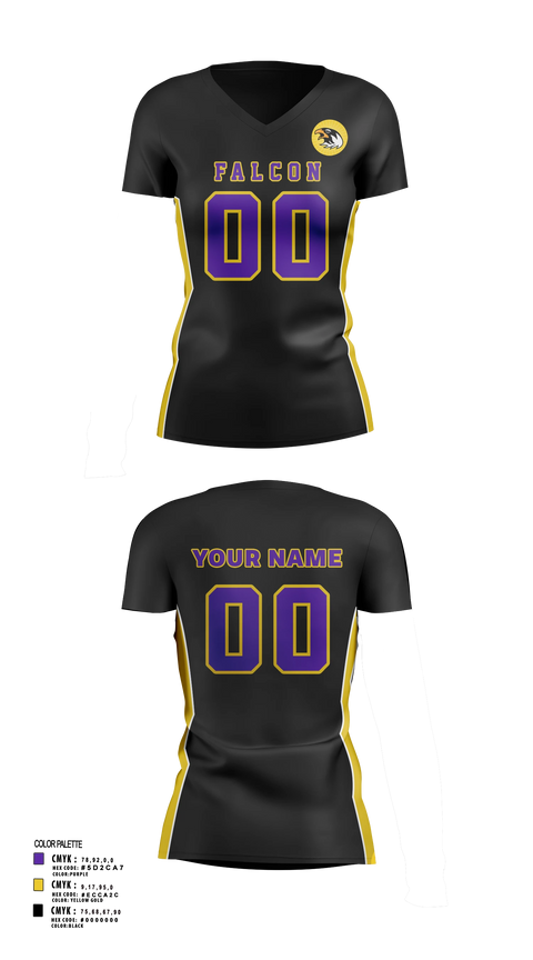 Womens Short Sleeve Vneck Shirt, Falcons Volleyball, Women's Volleyball, Teamtime, Team time, sublimation, custom sports apparel, team uniforms, spirit wear, spiritwear, sports uniforms, custom shirts, team store, custom team store, fundraiser sports, apparel fundraiser